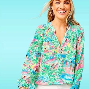Lilly Pulitzer beautiful  Elsa top in let's get together print. NWT size small
